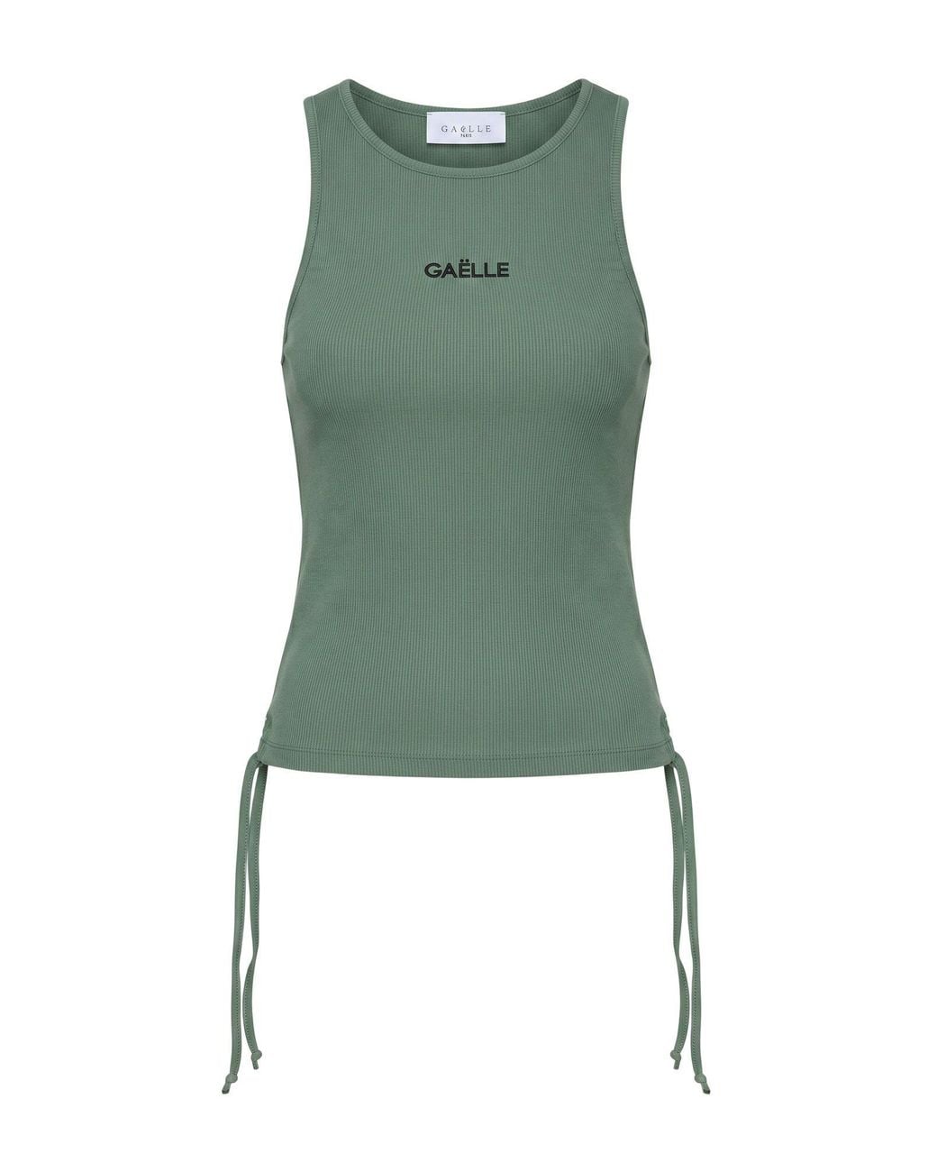 Gaelle Paris Green Military Tank Top Cotton, Elastane