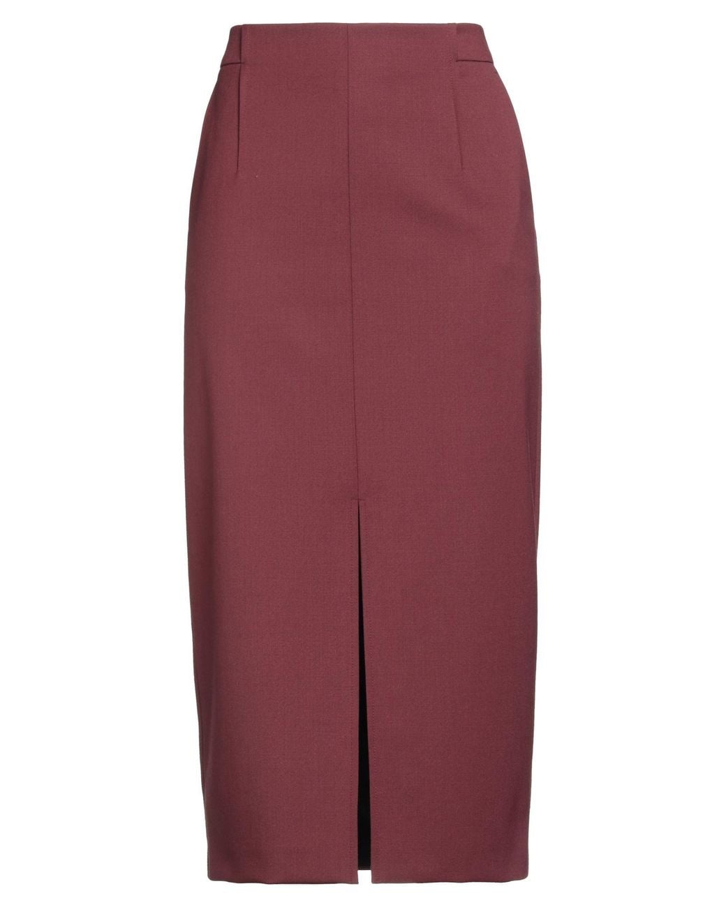 Patrizia Pepe Red Burgundy Midi Skirt Polyester, Virgin Wool, Elastane