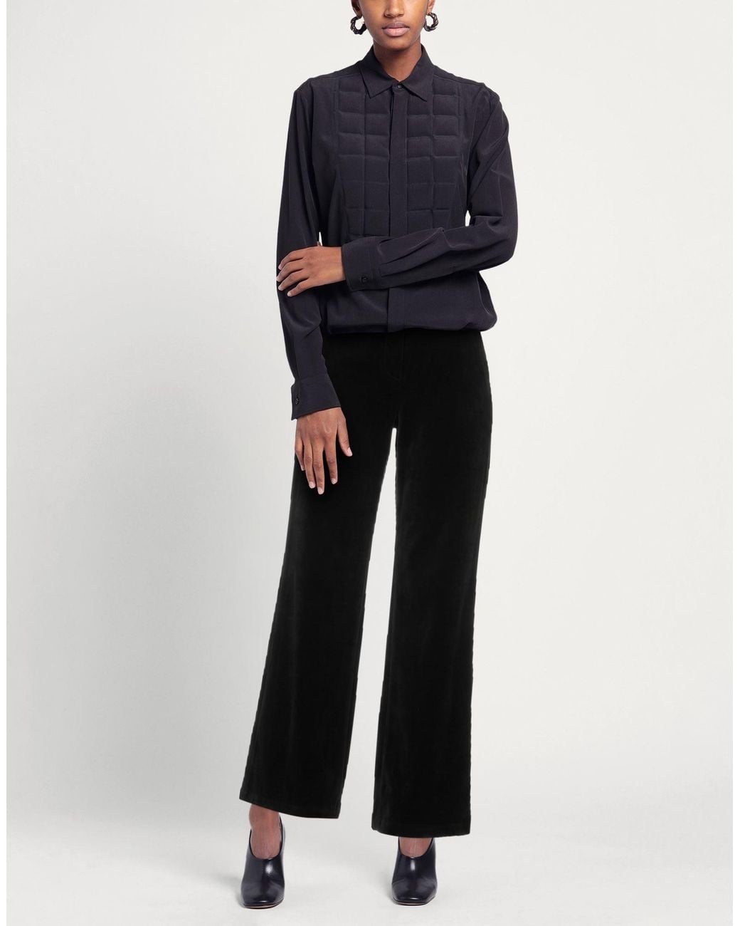 European Culture Black Pants Cotton, Polyester, Viscose, Rayon