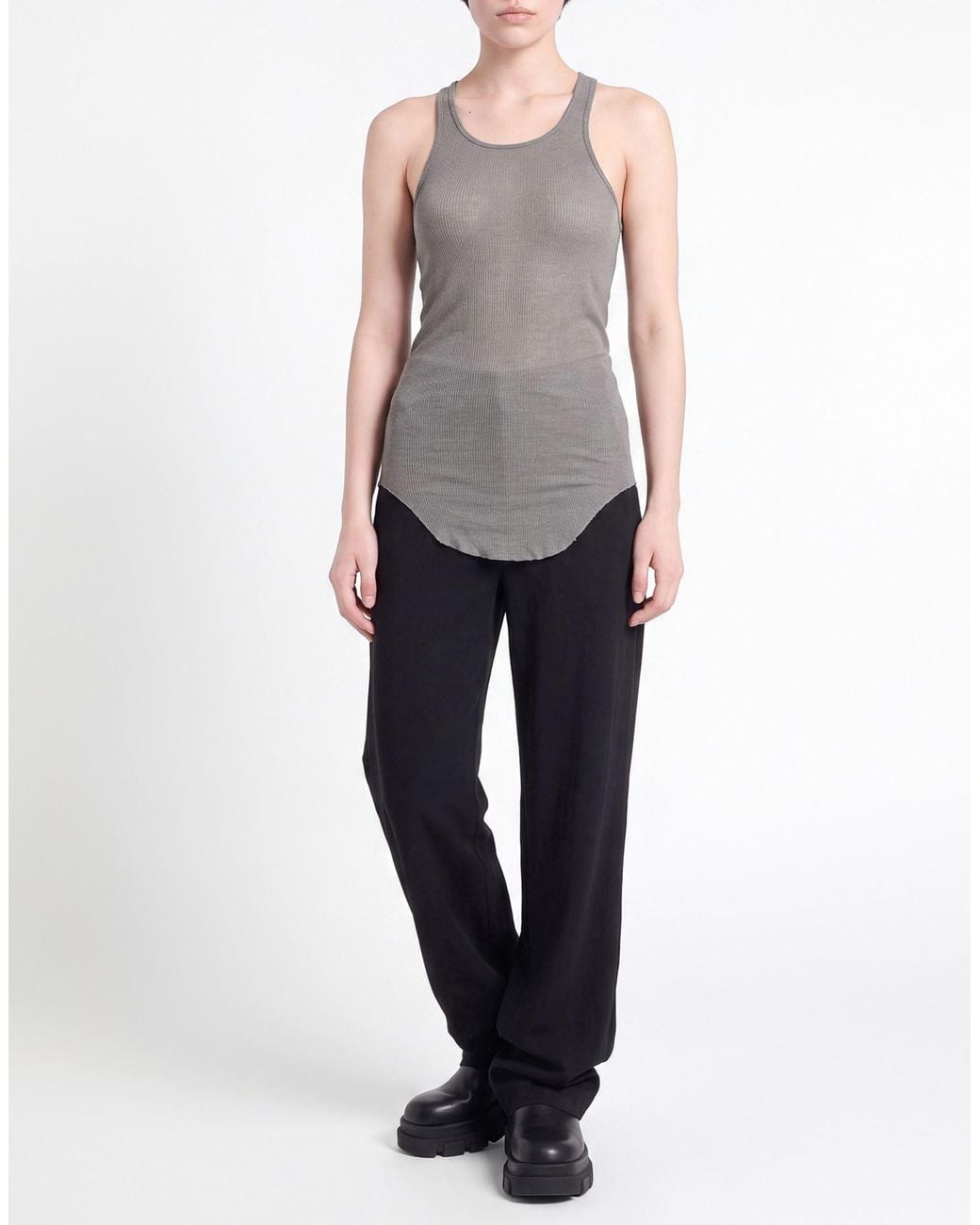 Rick Owens Gray Tank Top Viscose, Silk
