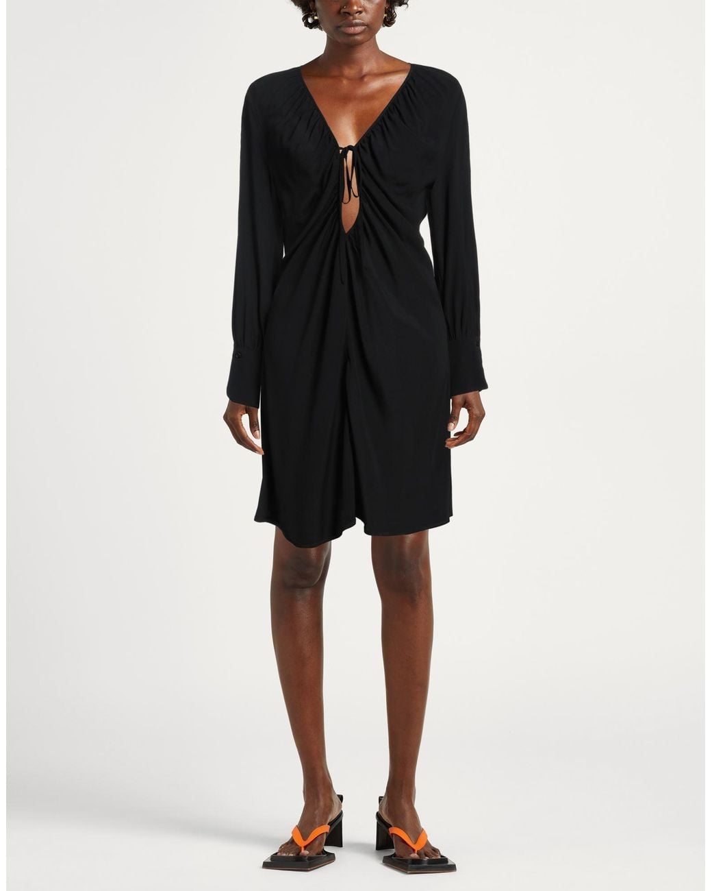 Semicouture Black Mini Dress Acetate, Silk