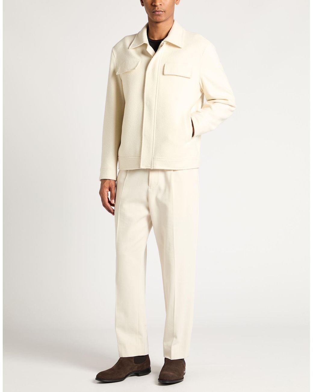 Lardini Natural Cream Jacket Wool, Silk for men