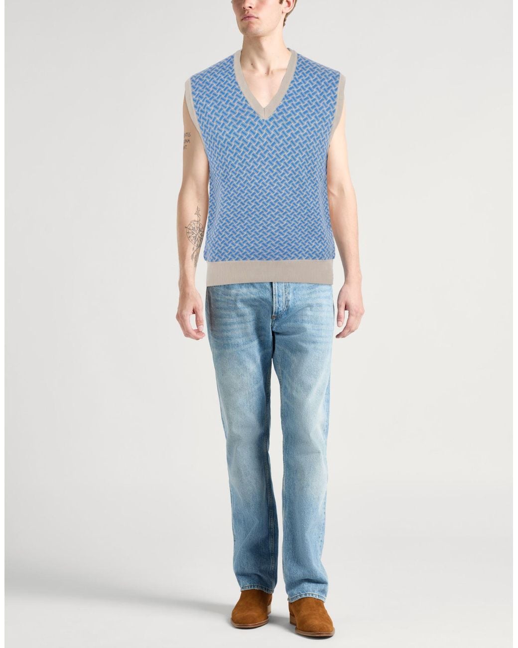 Drumohr Blue Azure Sweater Cotton, Linen, Polyester for men