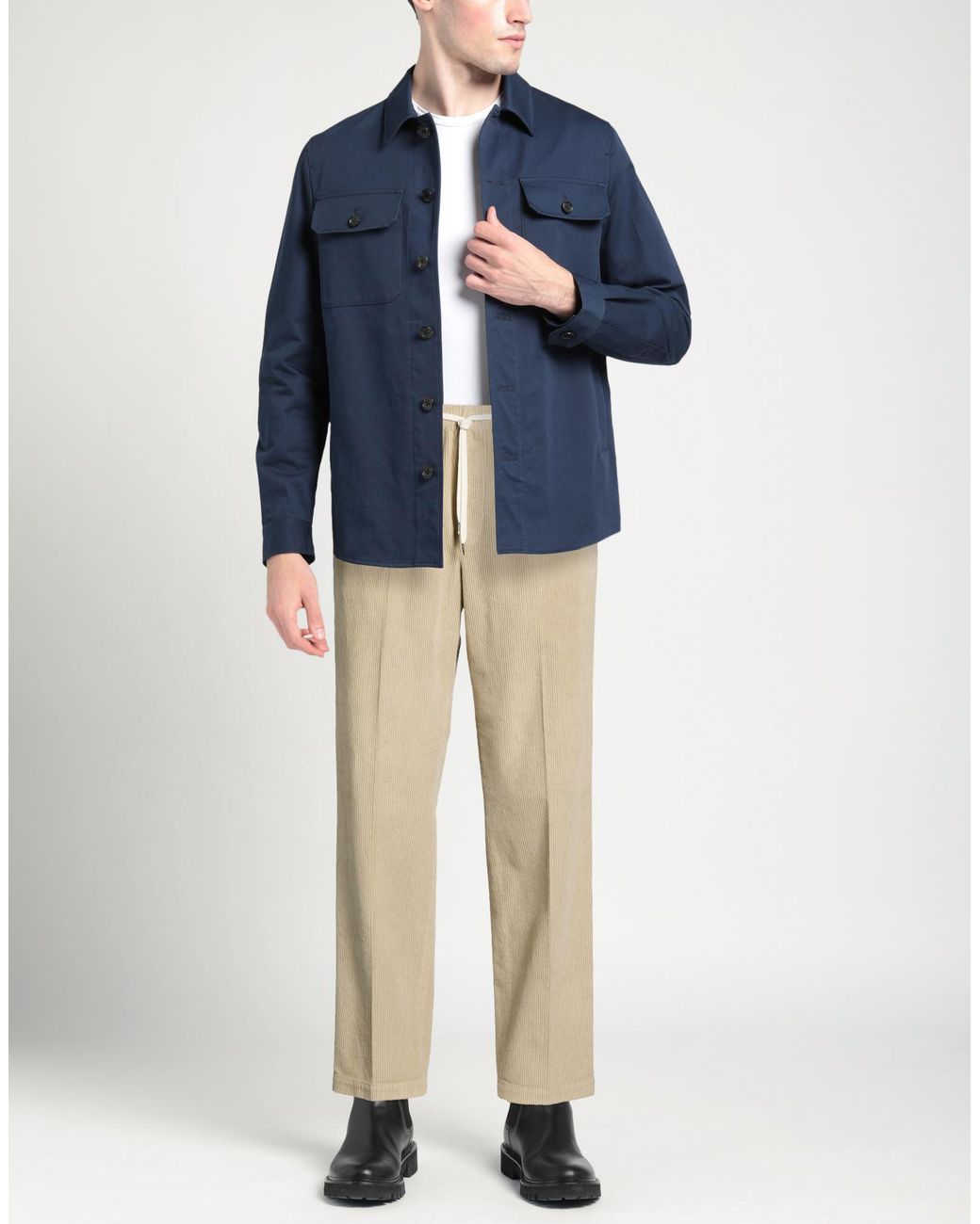 Cellar Door Natural Pants Cotton, Elastane for men