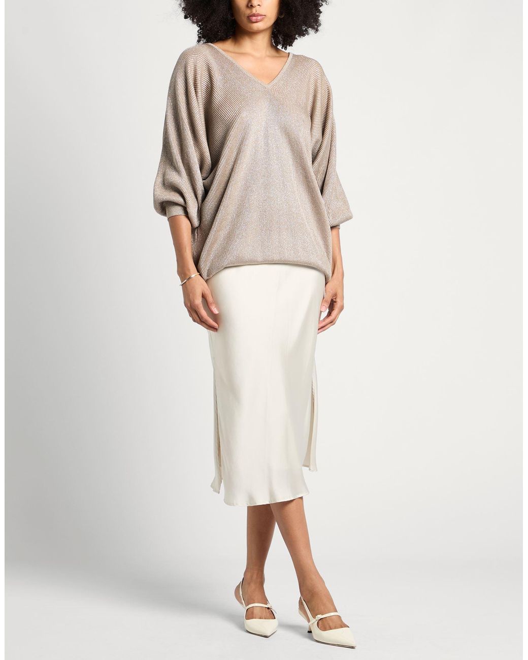 Brunello Cucinelli Natural Sweater Cotton, Viscose, Metallic Polyester