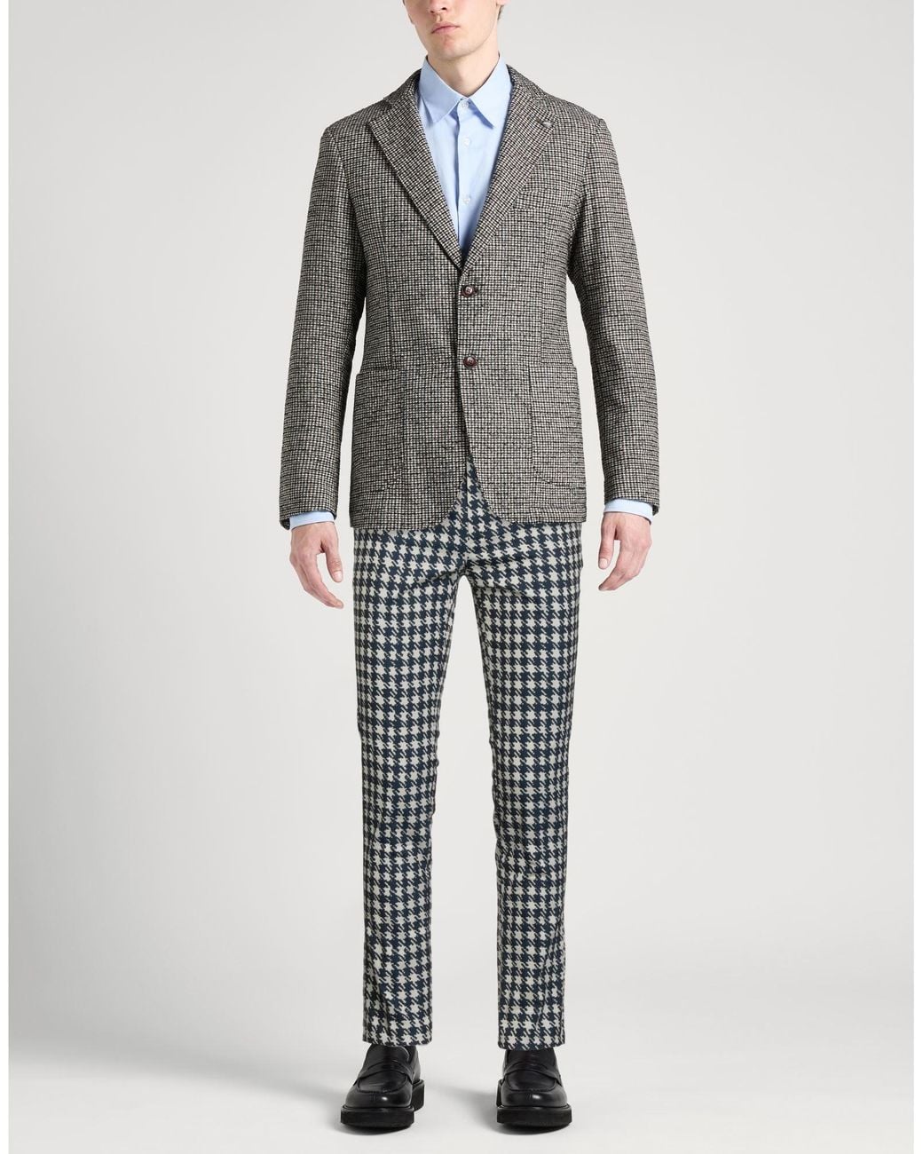 Brian Dales Gray Pants Cotton, Polyamide, Elastane for men