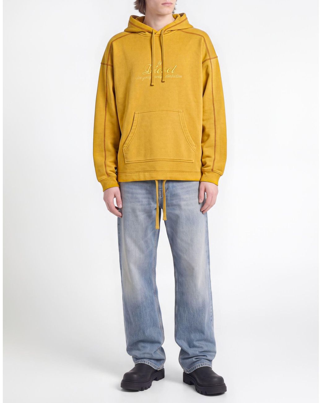 DIESEL Yellow Sweatshirt Cotton, Elastane for men