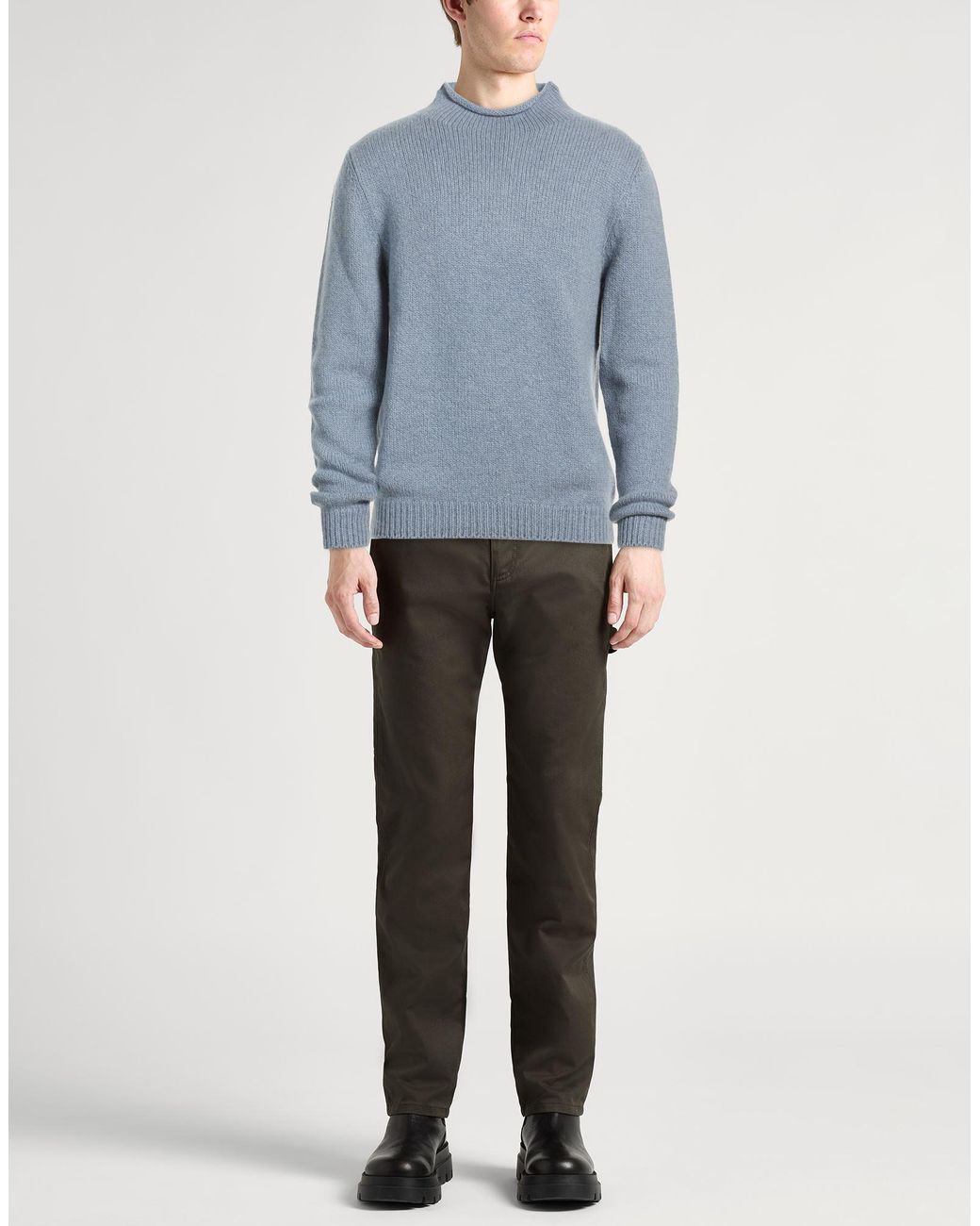 Fedeli Blue Turtleneck Cashmere for men