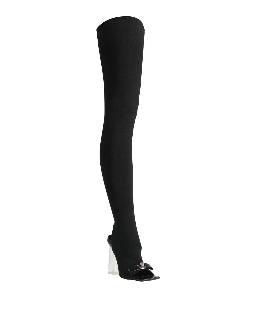 Versace Black Boot Textile Fibers