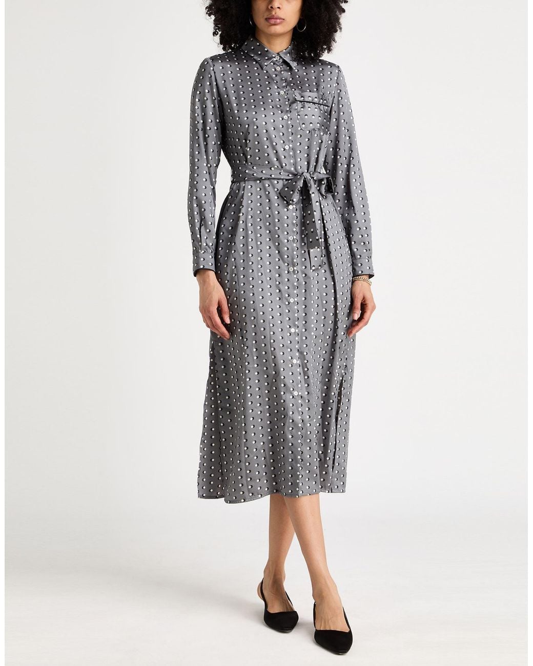 Marella Gray Maxi Dress Polyester