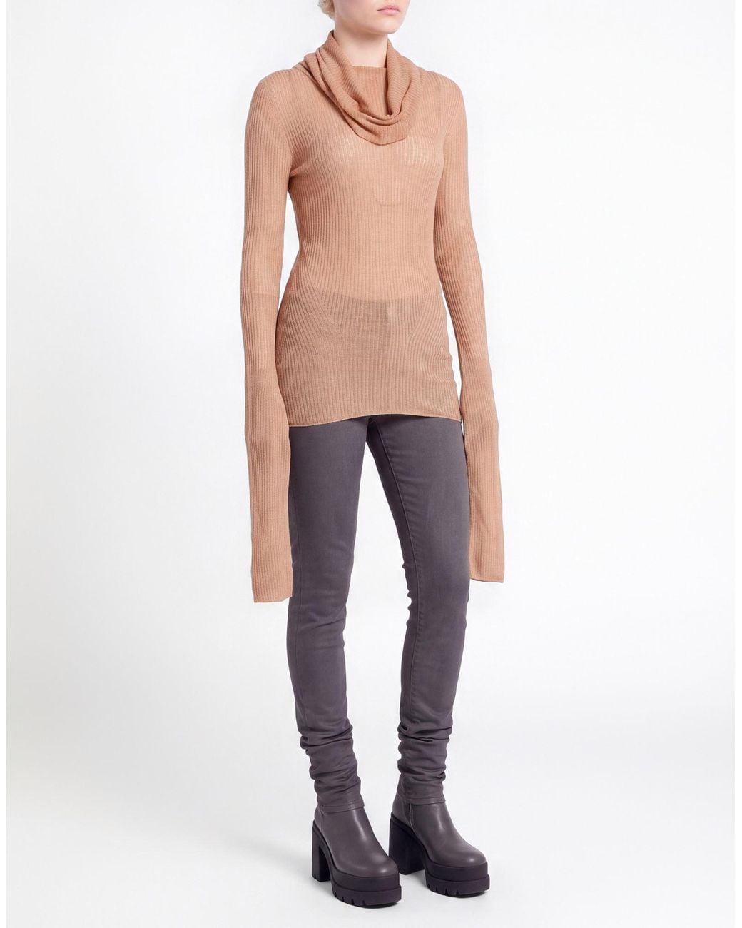 DES_PHEMMES Brown Sand Sweater Wool