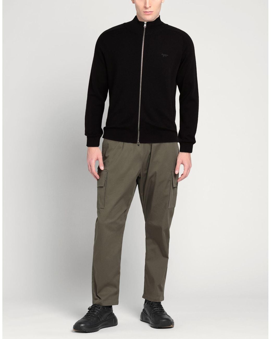 Maison Kitsuné Black Cardigan Wool for men