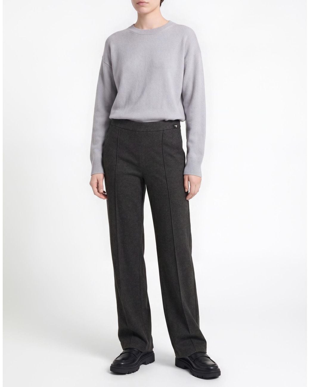 Cambio Gray Charcoal Pants Polyester, Wool, Elastane
