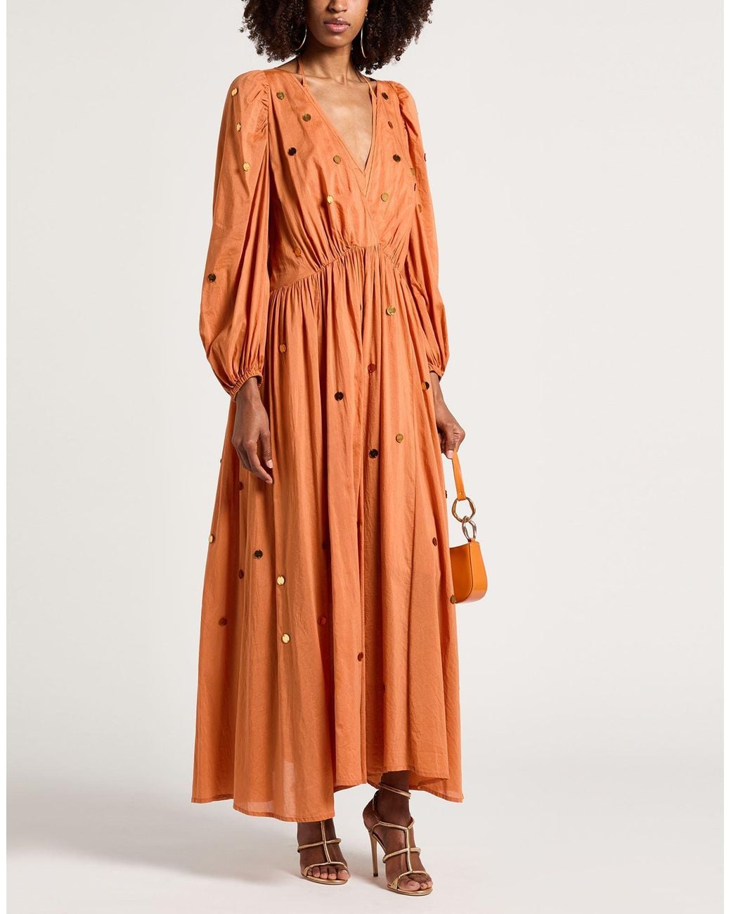 Forte_forte Orange Maxi Dress Cotton, Silk, Acrylic