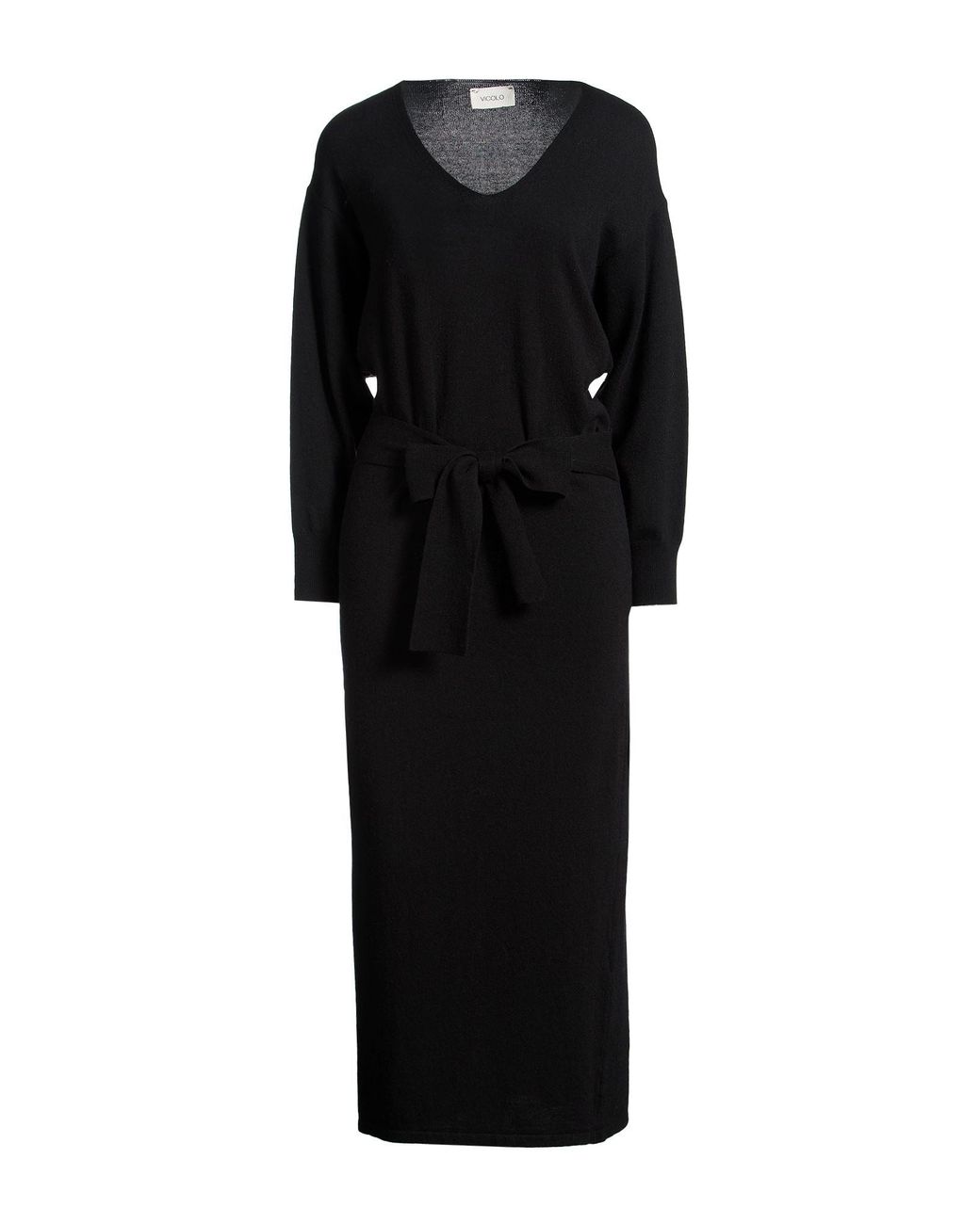 ViCOLO Black Midi Dress Viscose, Polyamide, Wool, Cashmere