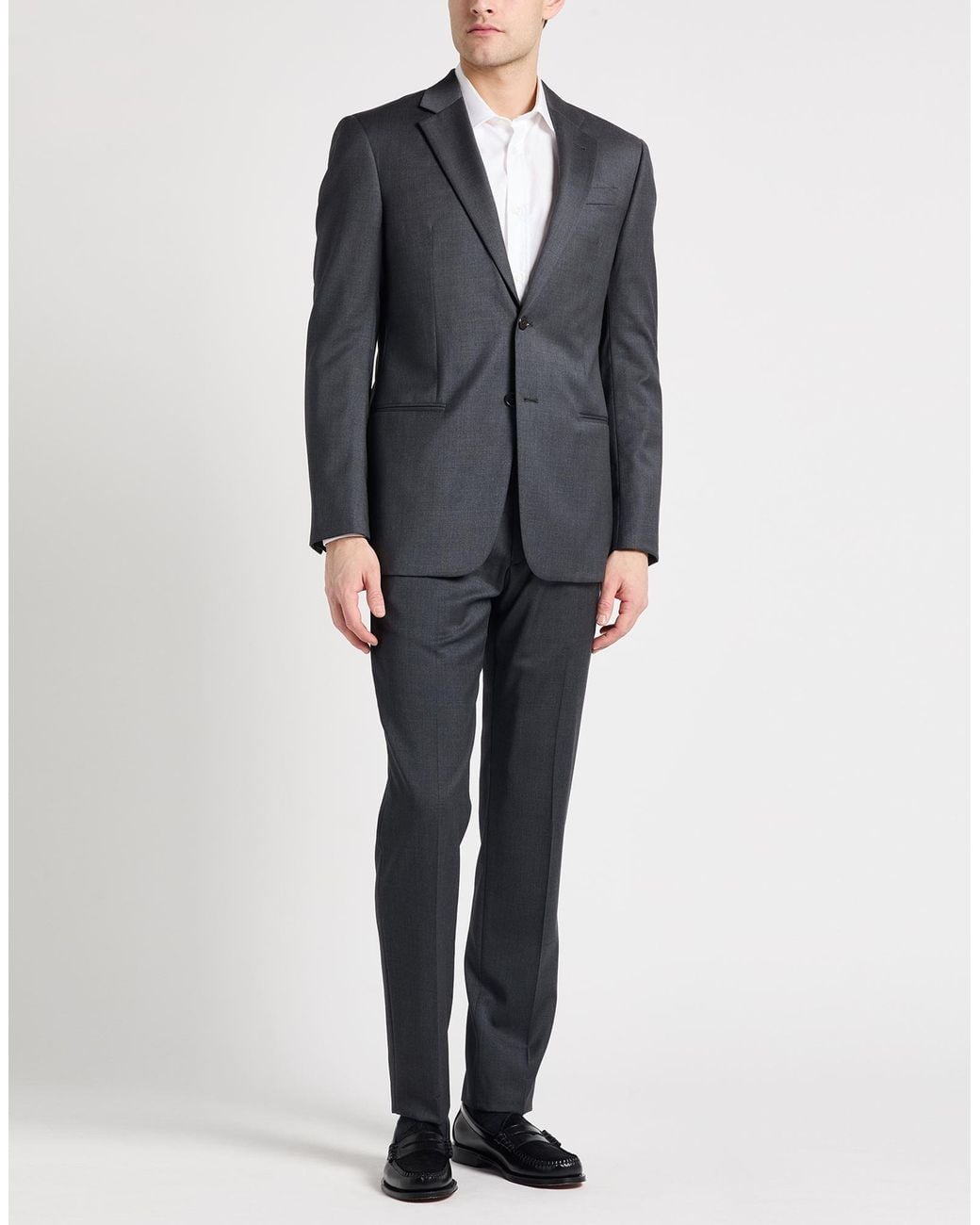 Emporio Armani Blue Suit Wool, Elastane for men