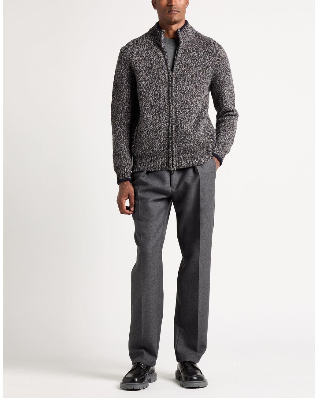 Fedeli Gray Cardigan Alpaca Wool, Virgin Wool for men