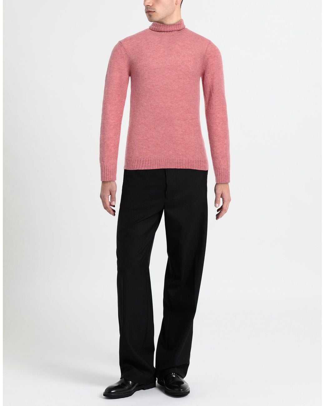 Irish Crone Pink Antique Rose Turtleneck Alpaca Wool, Polyamide, Wool for men