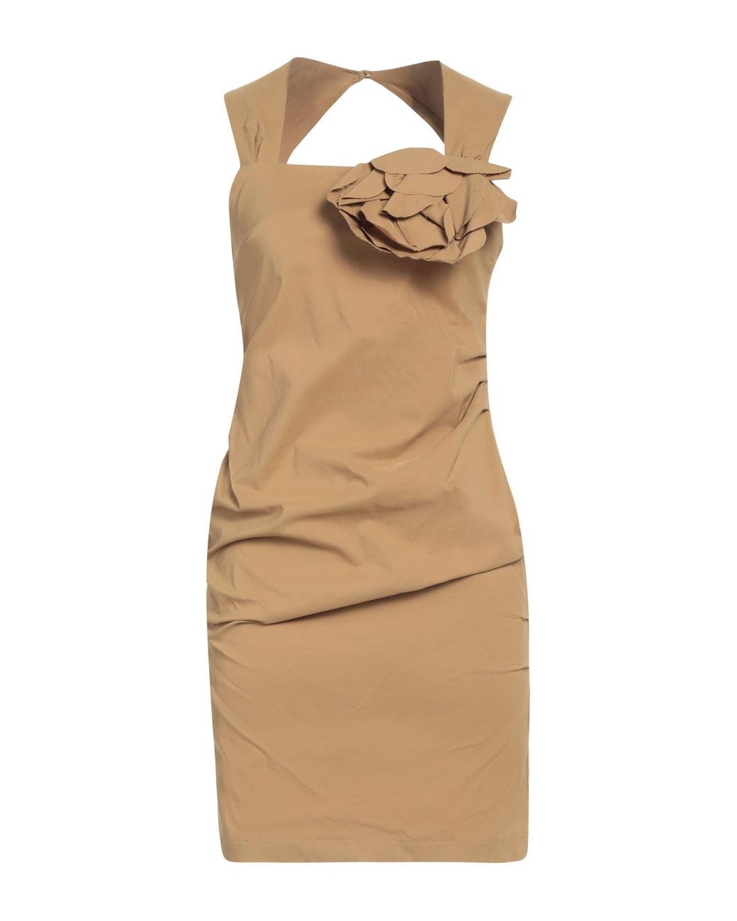 Siste's Natural Camel Mini Dress Viscose, Nylon, Elastane