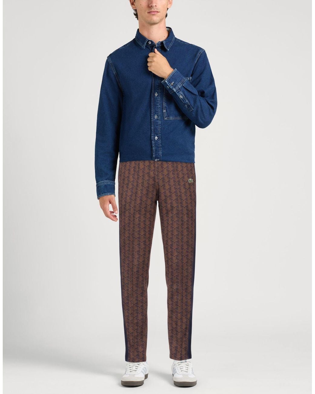 Lacoste Brown Pants Polyester, Cotton, Polyamide for men