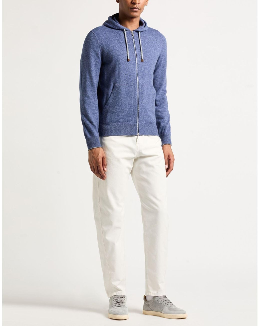 Brunello Cucinelli Blue Slate Cardigan Wool, Cashmere, Silk for men