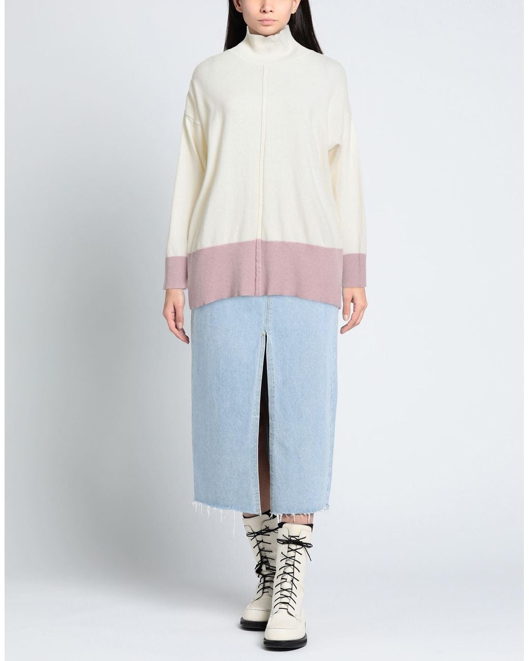 N.O.W. ANDREA ROSATI CASHMERE Pink Turtleneck Wool, Viscose, Cashmere, Nylon