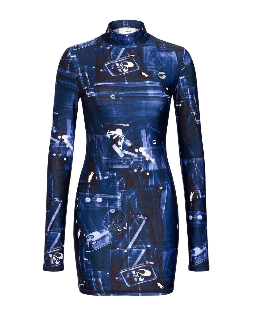 Coperni Blue Midnight Mini Dress Polyamide, Elastane