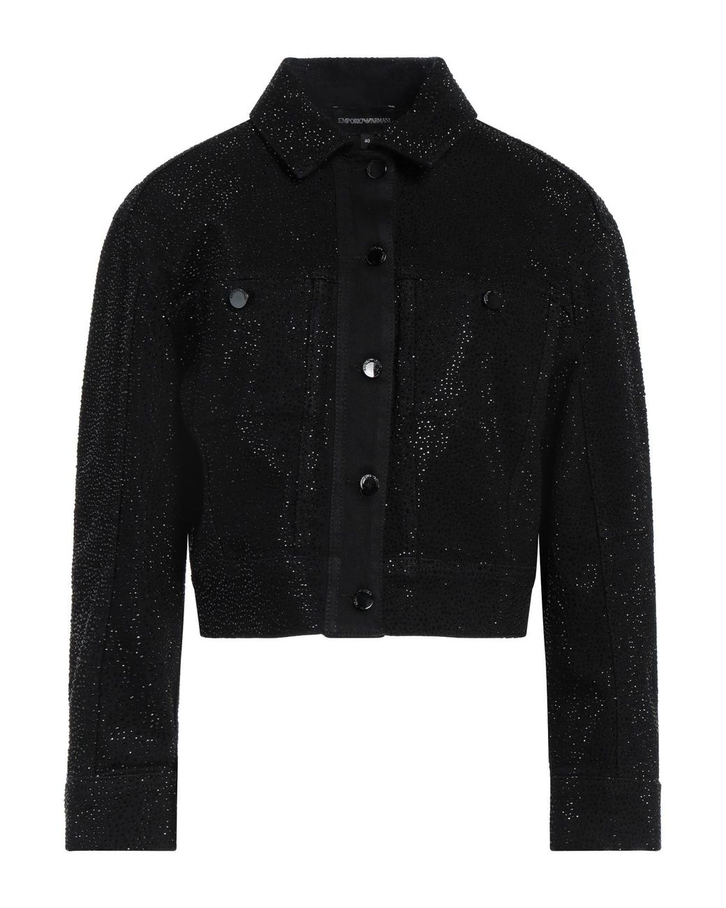 Emporio Armani Black Denim Outerwear Cotton, Elastane