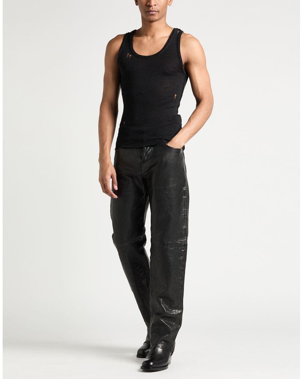 Dolce & Gabbana Black Tank Top Polyester, Linen for men