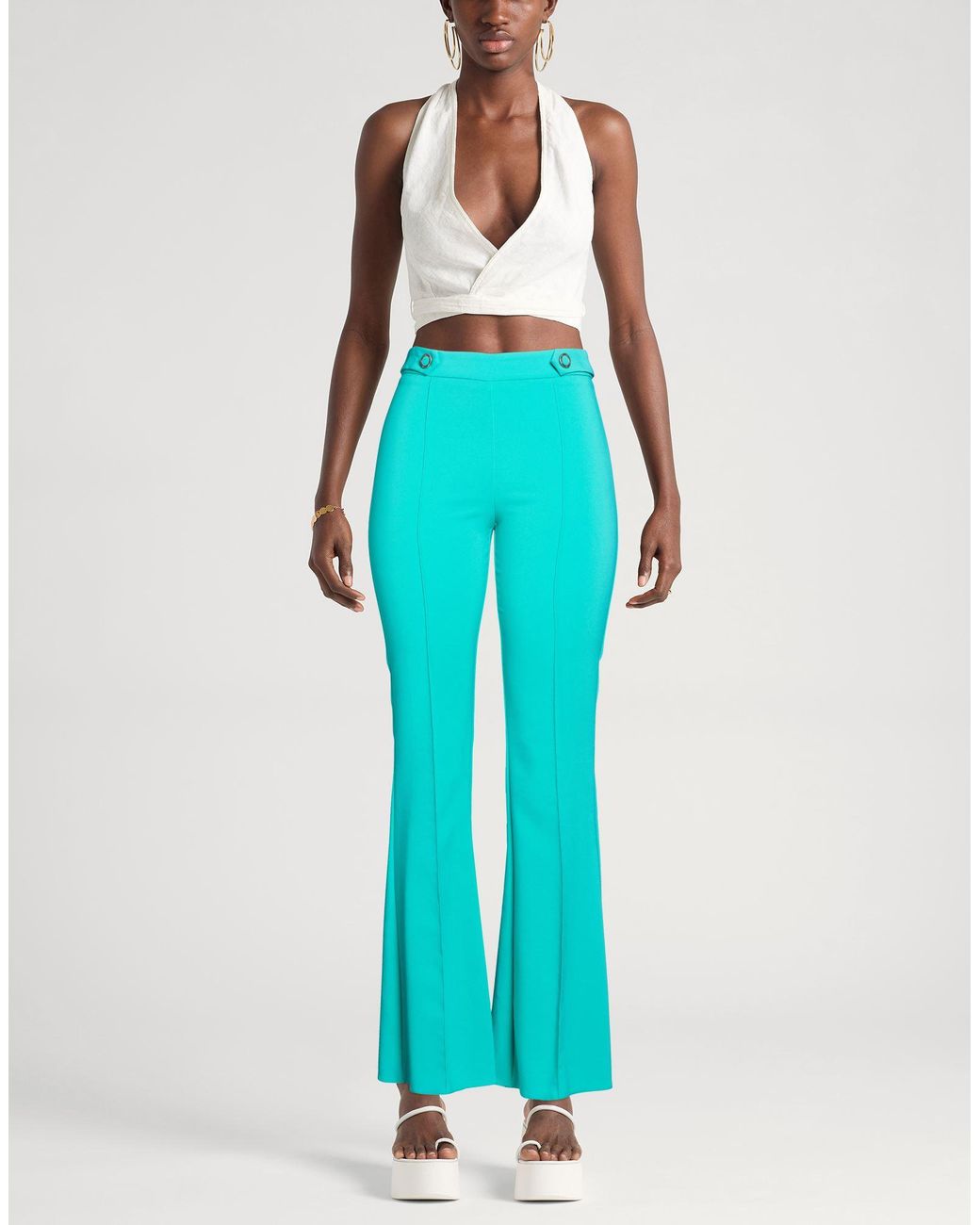 Rinascimento Blue Pants Polyester, Elastane