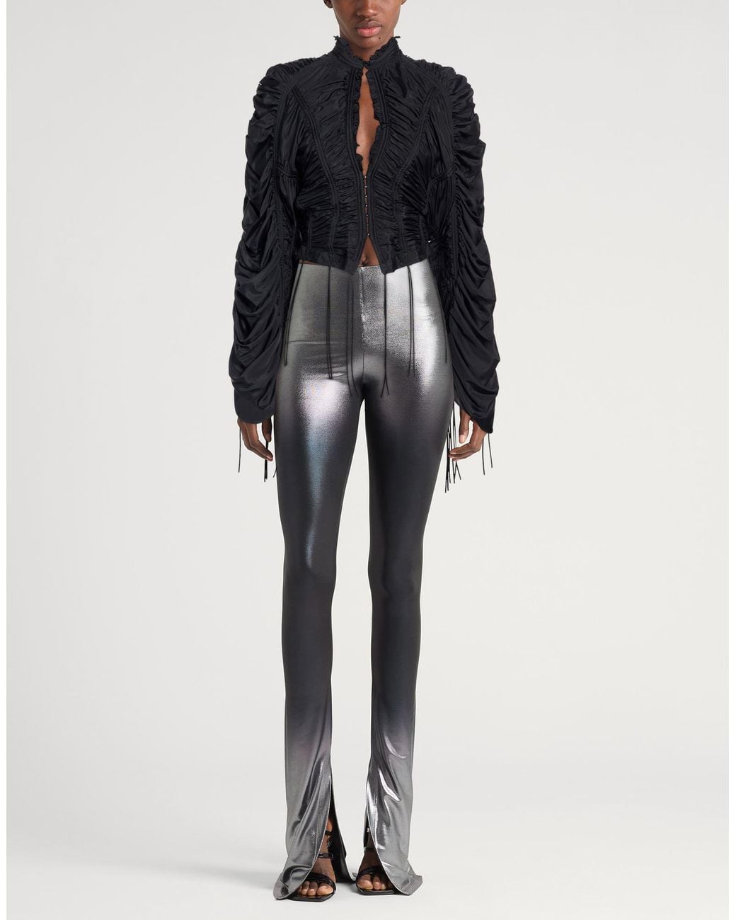 Mugler Blue Shirt Viscose, Silk, Polyamide, Elastane