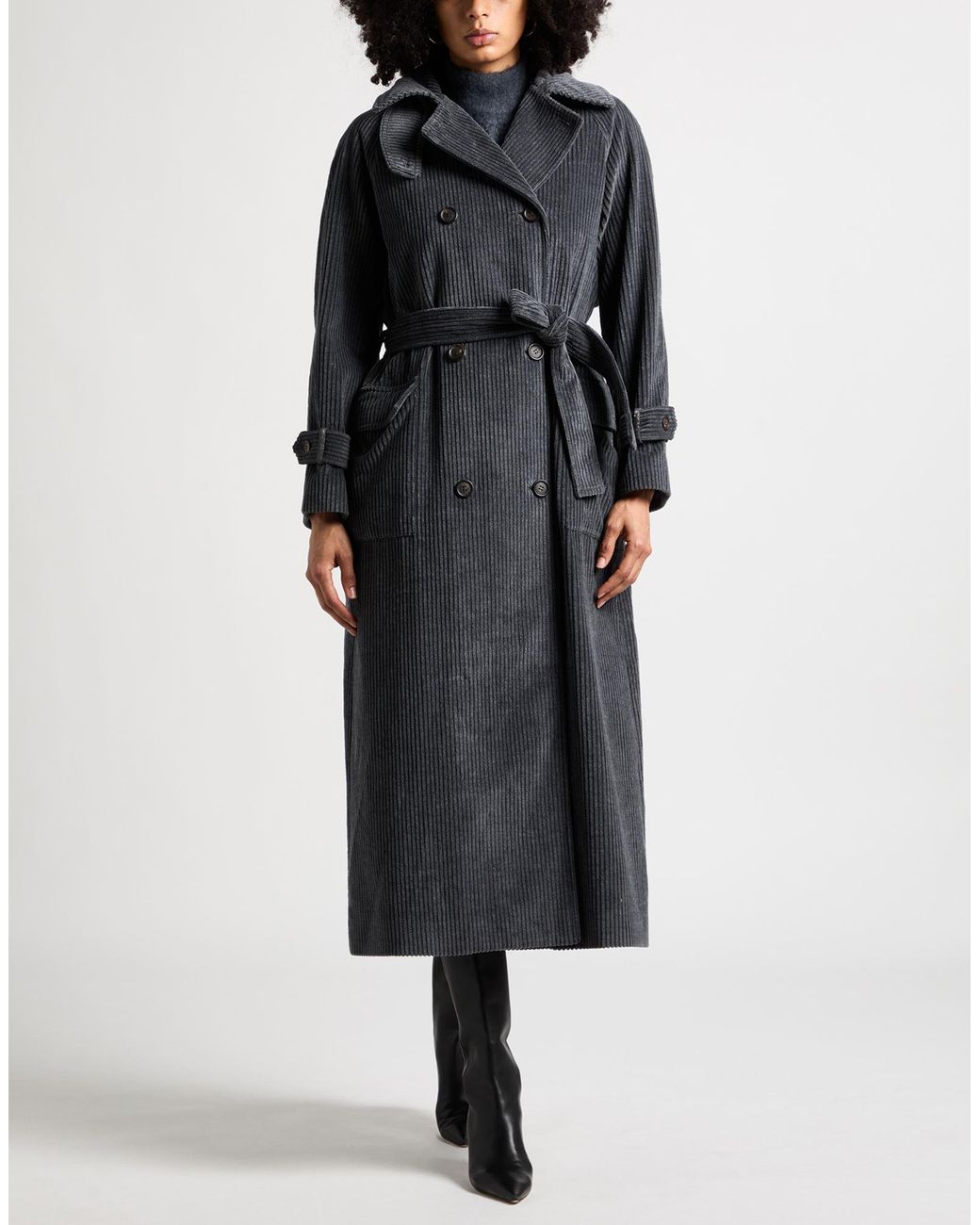 Brunello Cucinelli Black Overcoat & Trench Coat Cotton, Cashmere