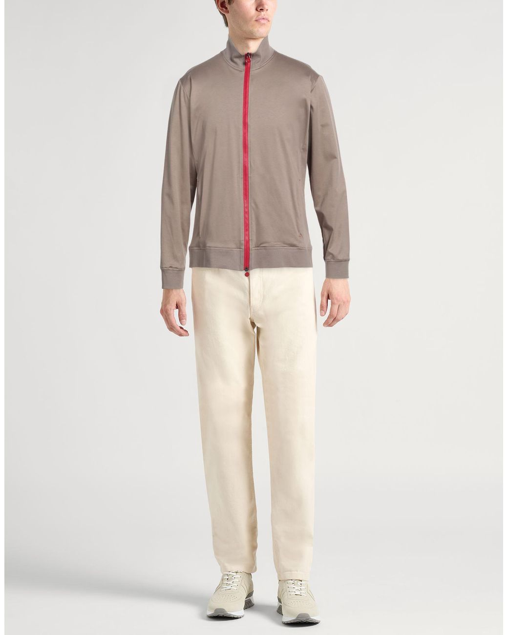 Kiton Brown Sand Sweatshirt Cotton, Elastane for men