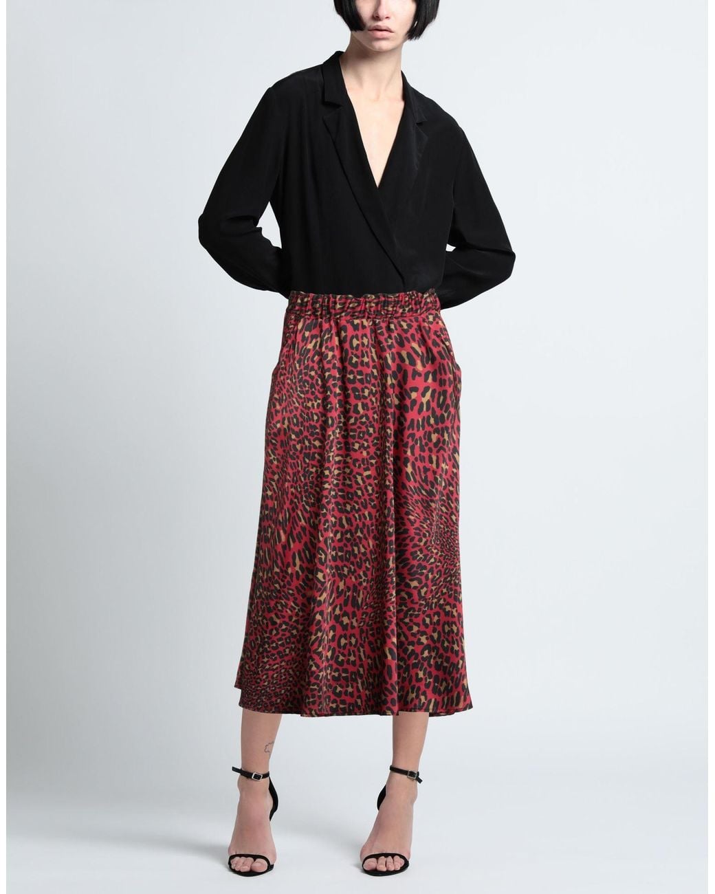 Shirtaporter Red Midi Skirt Polyester
