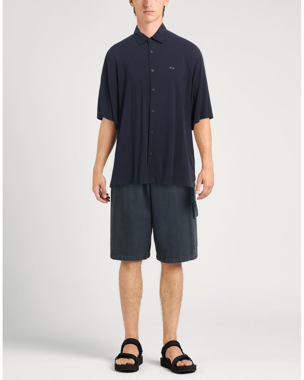 ARMANI EXCHANGE Blue Shirt Viscose for men