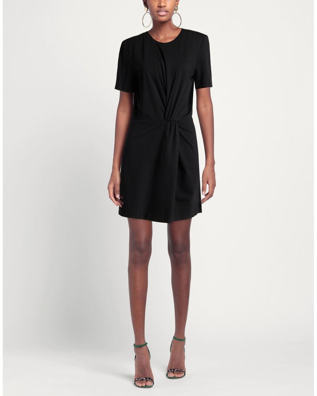 SOLOTRE Black Mini Dress Viscose, Polyamide, Elastane