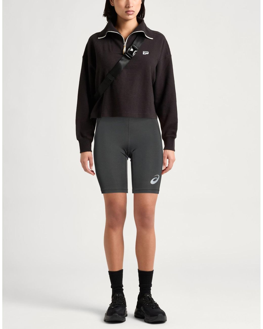 Asics Gray Charcoal Shorts & Bermuda Shorts Polyester, Elastane