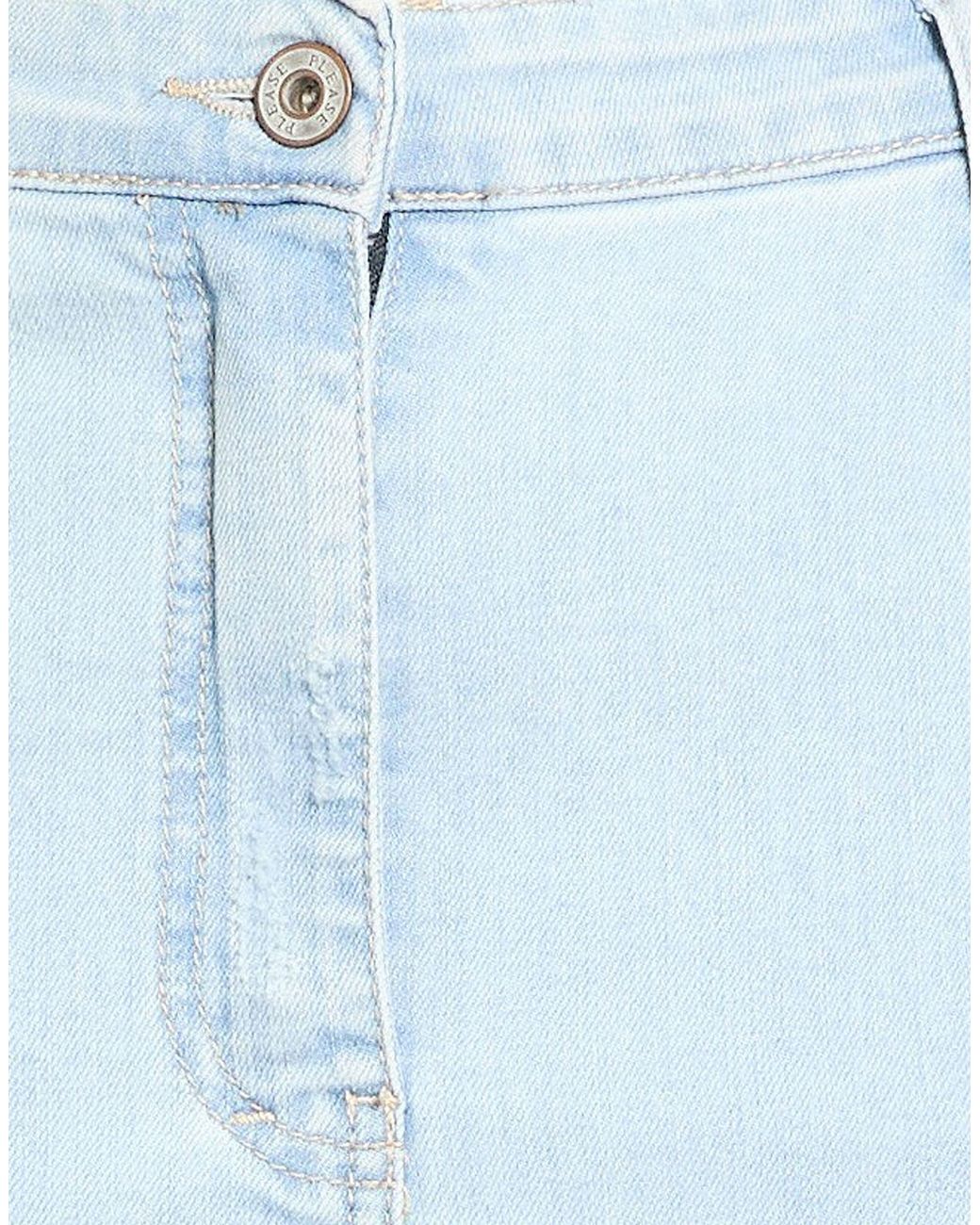 Please Blue Denim Skirt Cotton, Elastane