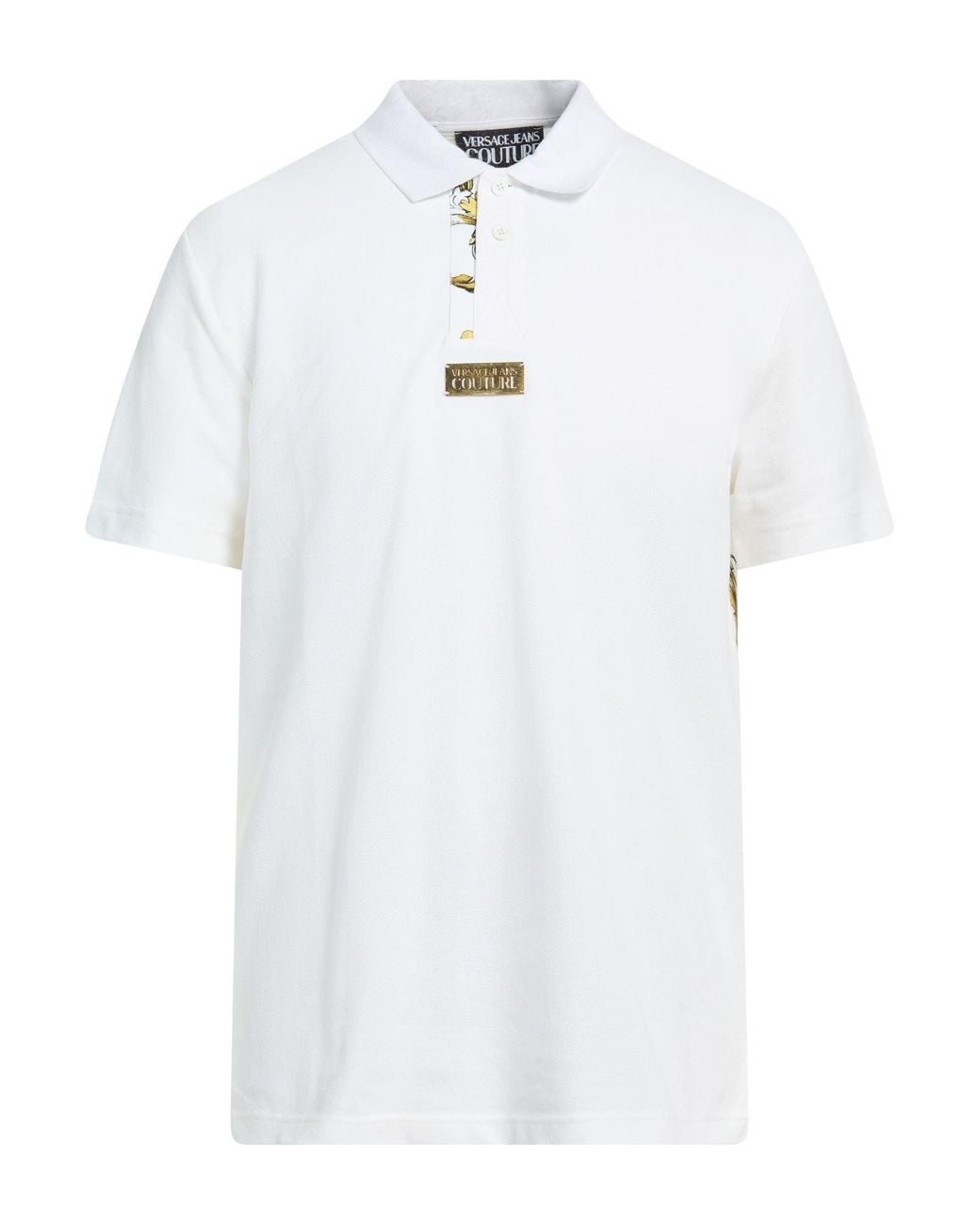 Versace Jeans Couture White Polo Shirt Cotton, Polyester for men