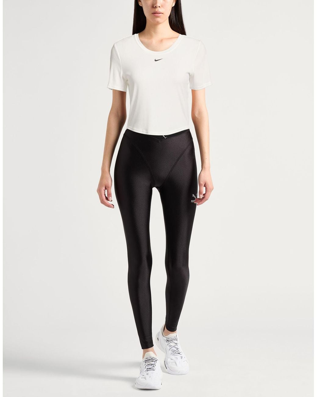 Nike White T-Shirt Polyester, Lyocell, Elastane