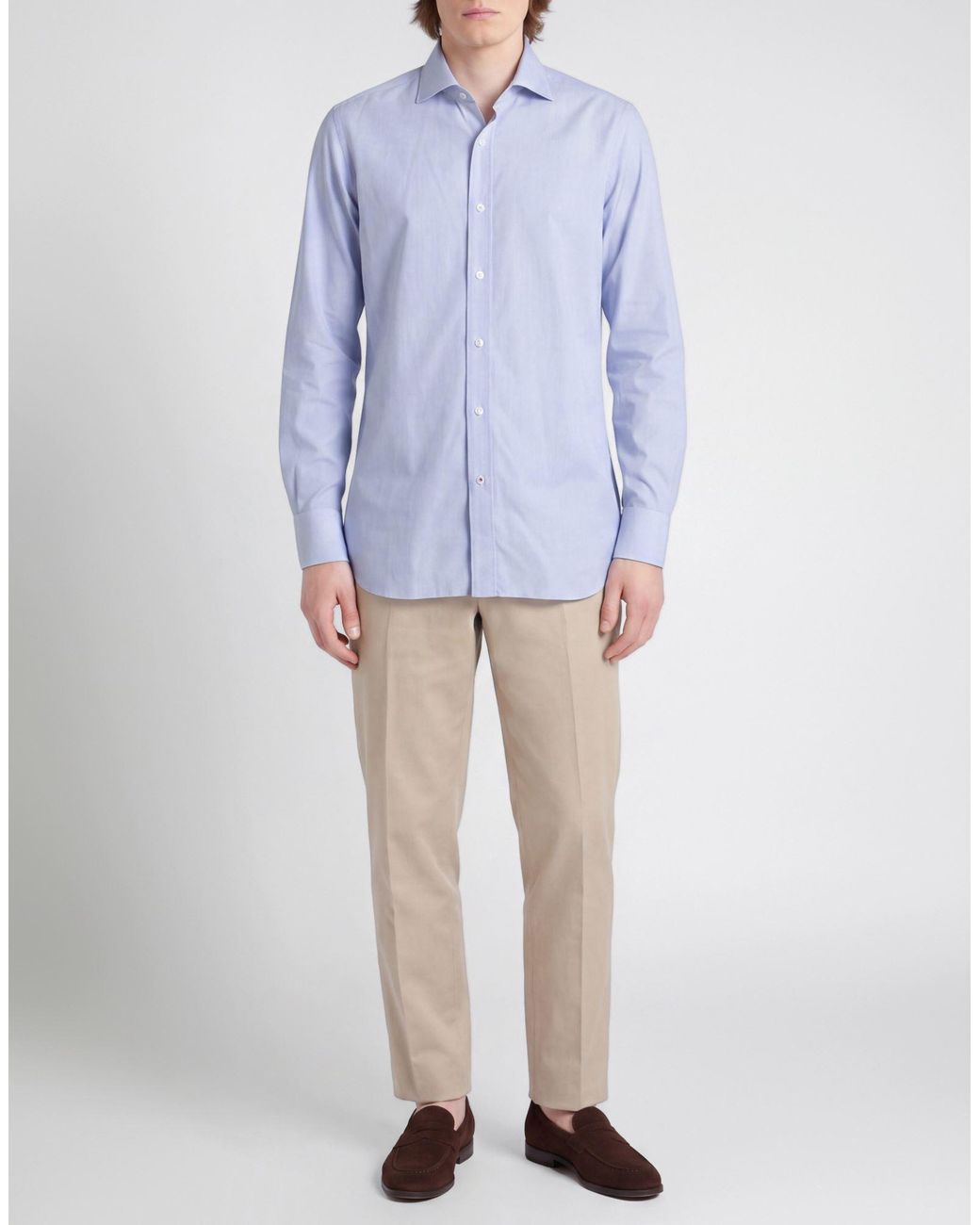 Isaia Blue Shirt Cotton for men