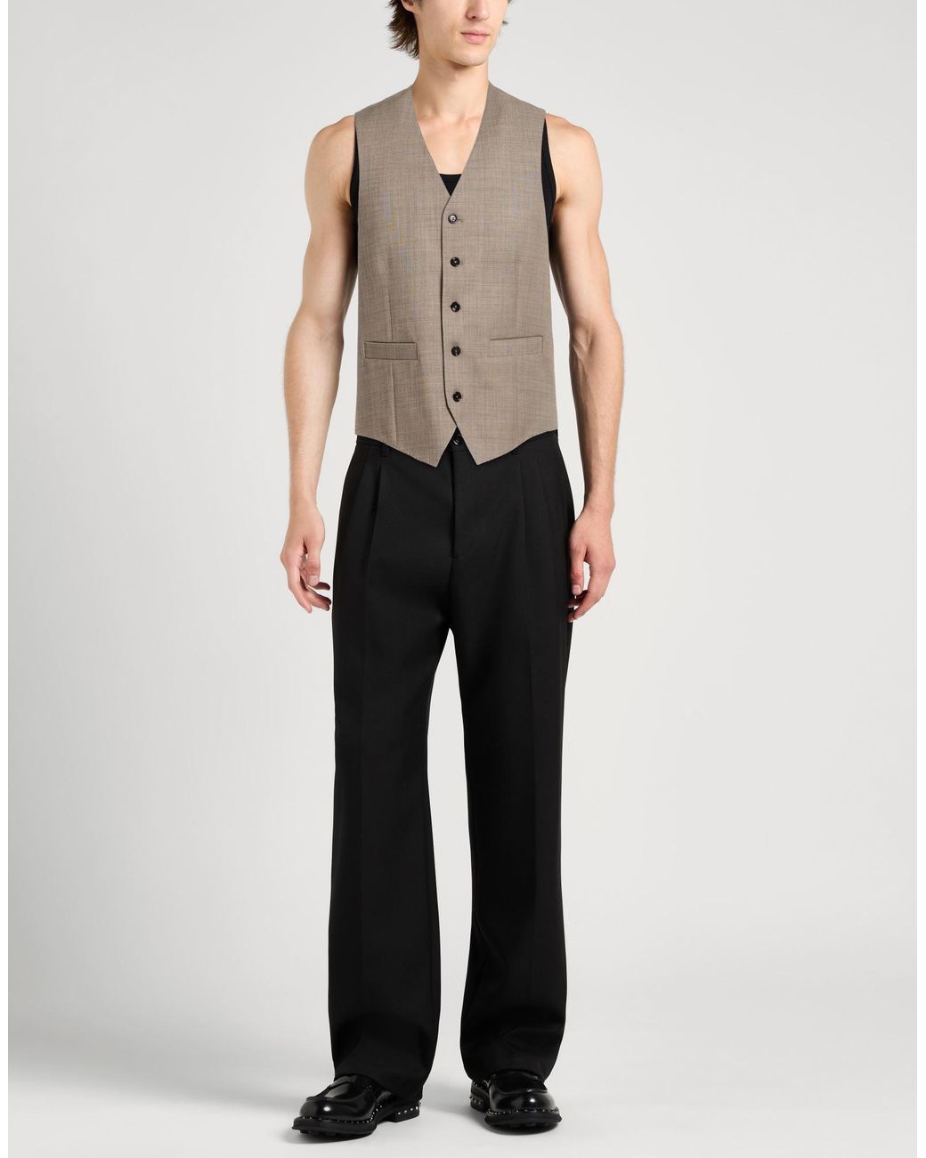 Paul & Joe Gray Taupe Tailored Vest Virgin Wool, Elastane for men