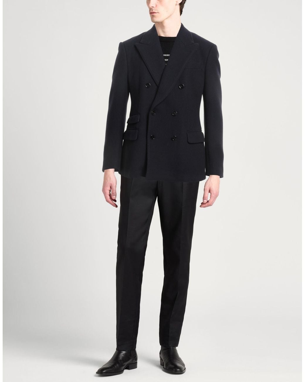 Dondup Blue Virgin Wool-Blend Pea Coat for men