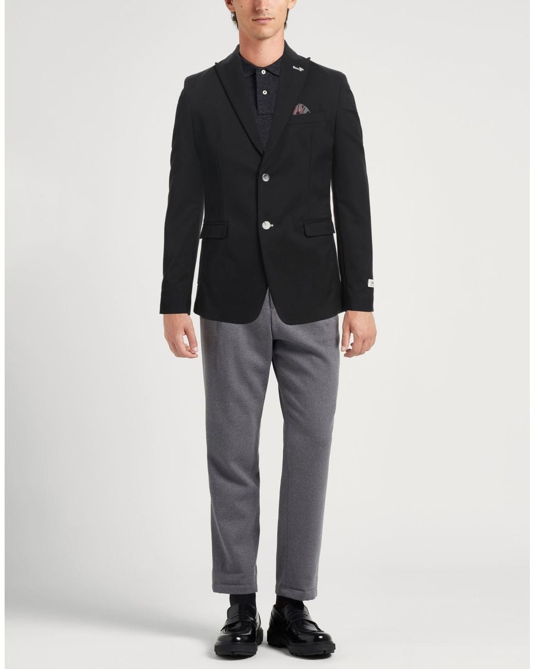 Berna Black Blazer Cotton, Polyamide, Elastane for men