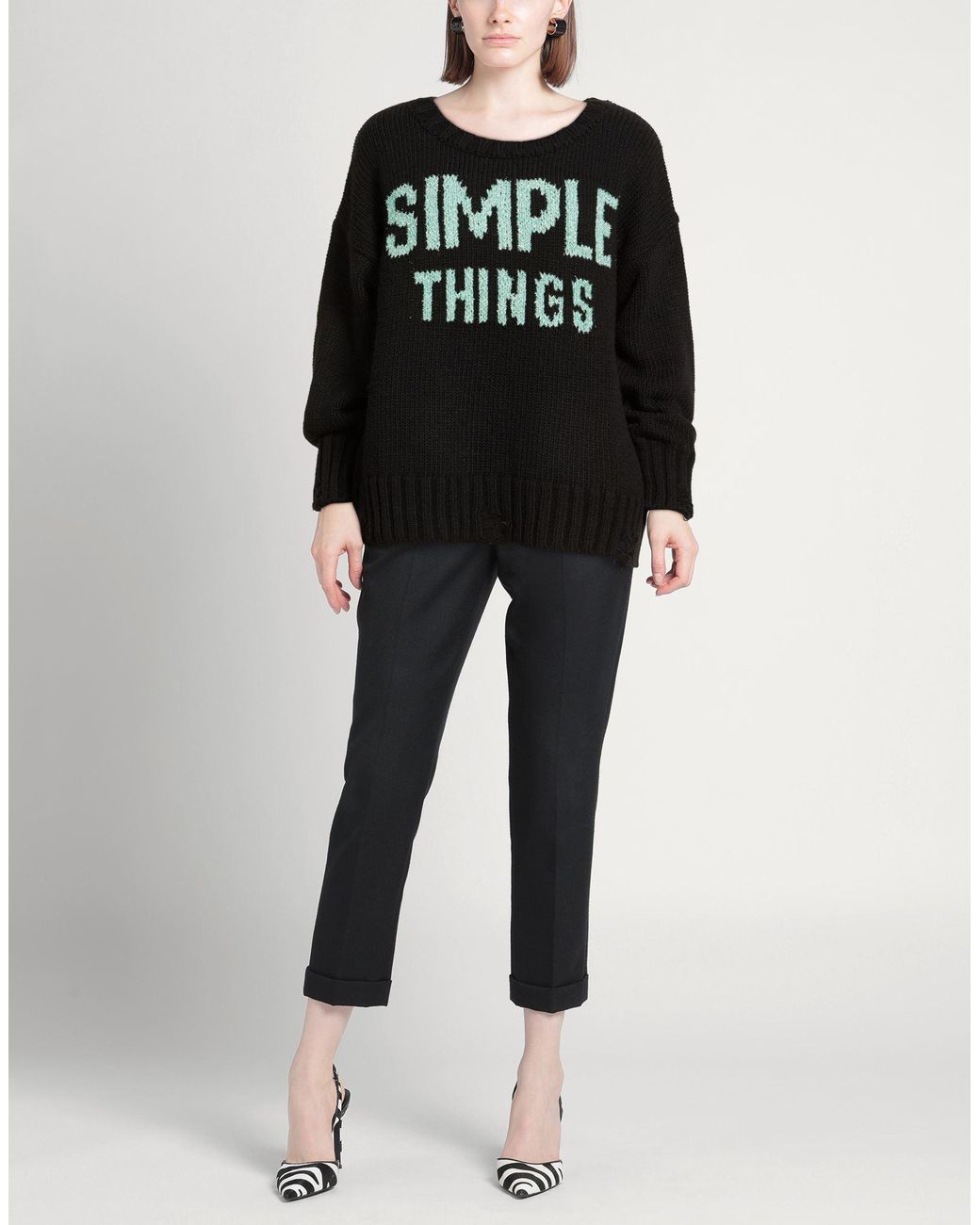 Shopart Black Sweater Acrylic, Polyester, Viscose, Metallic Polyester