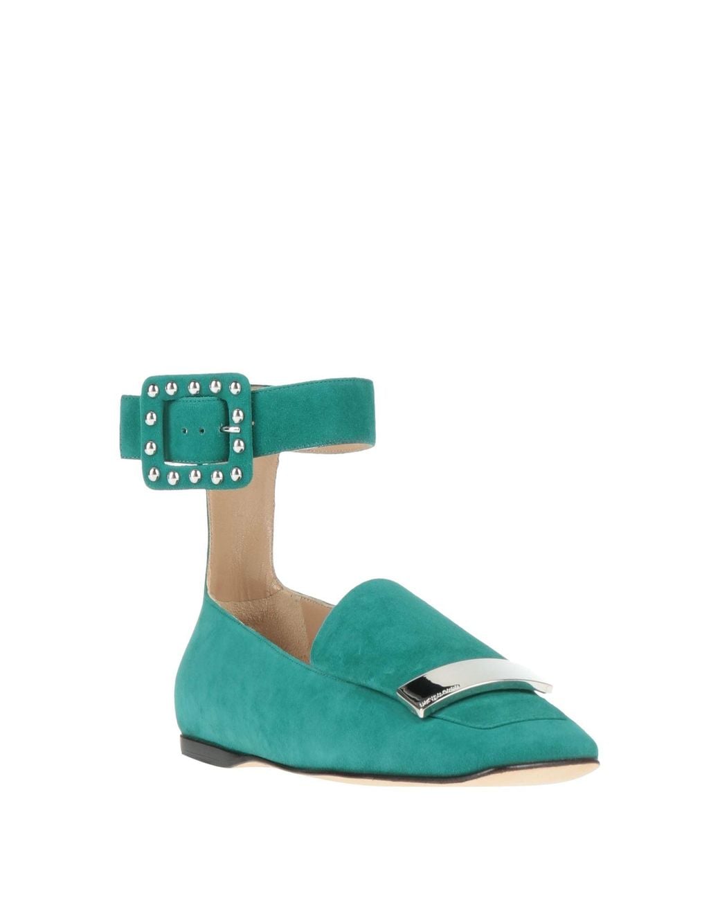 Sergio Rossi Green Emerald Ballet Flats Leather