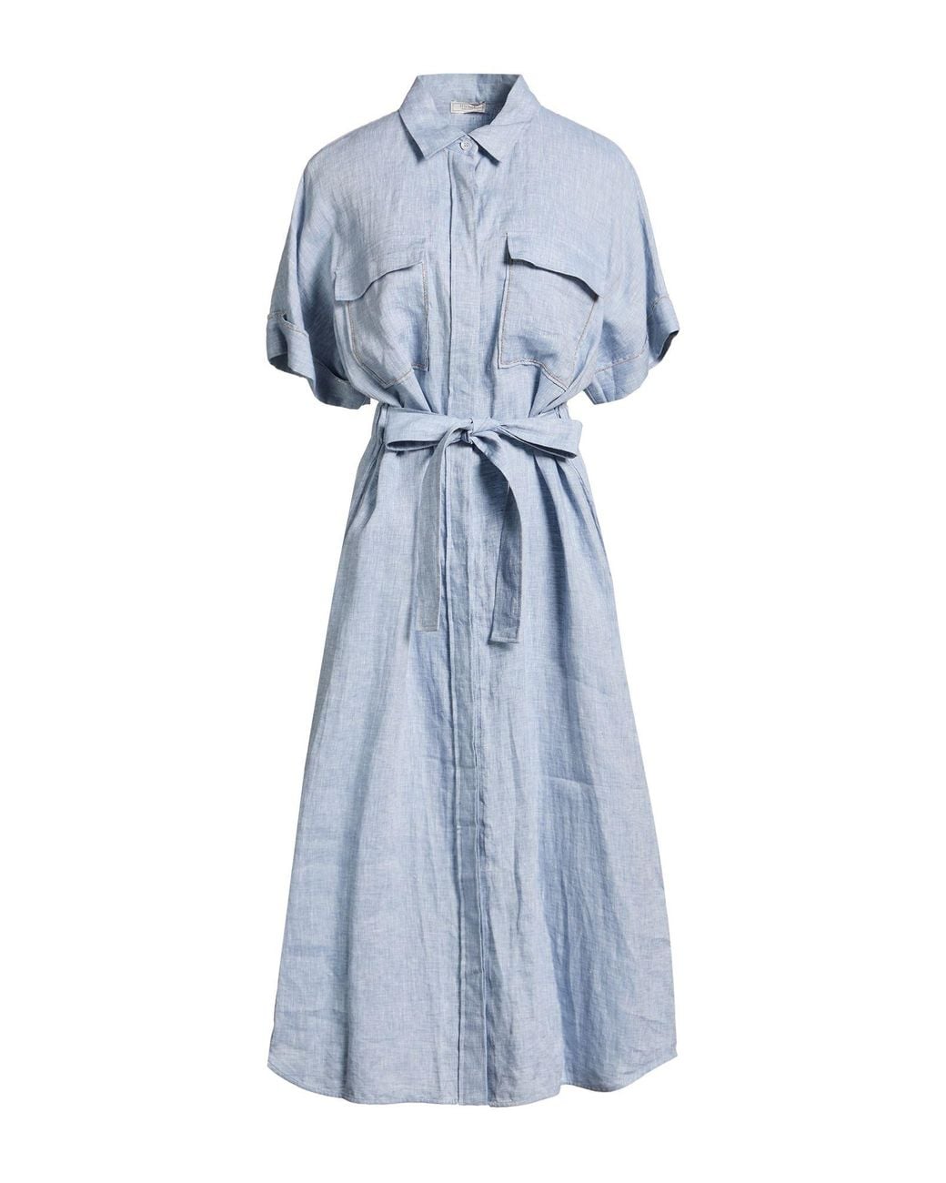 Peserico Blue Midi Dress Linen