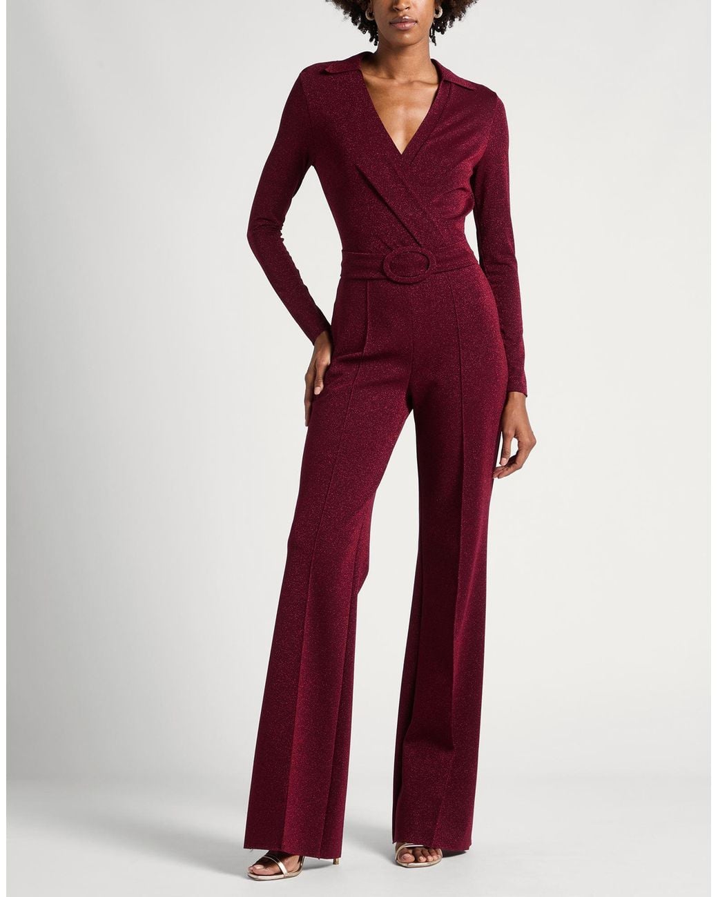 La Petite Robe Di Chiara Boni Red Burgundy Jumpsuit Polyamide, Viscose, Elastane, Polyester