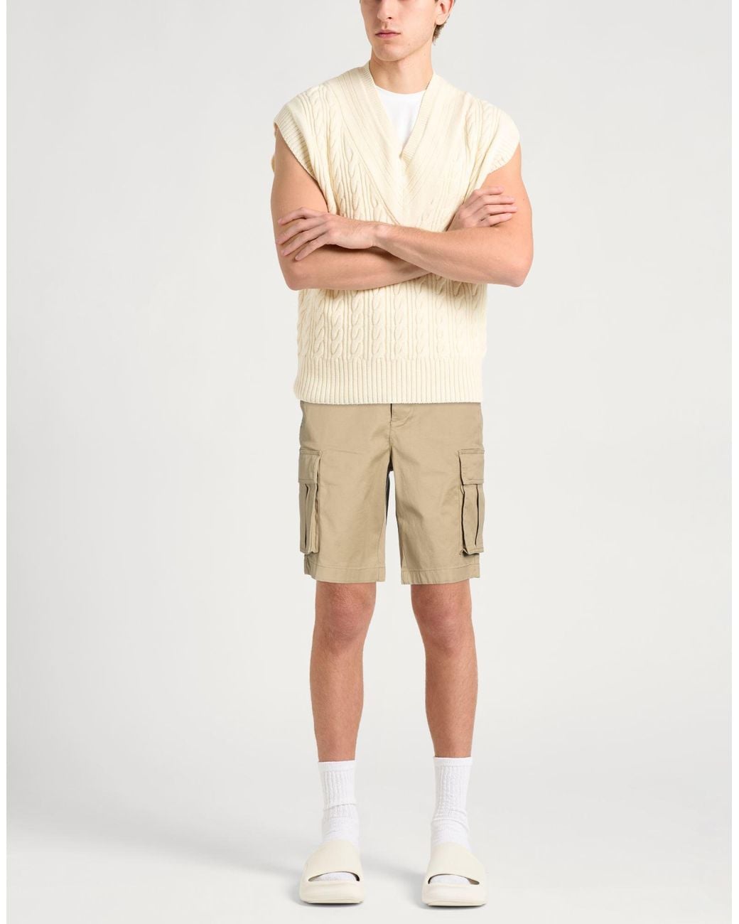 AllSaints Natural Shorts & Bermuda Shorts Organic Cotton, Elastane for men