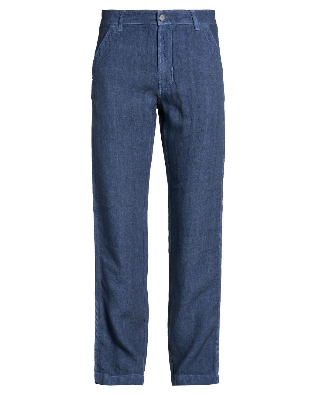 120% Lino Blue Pants for men